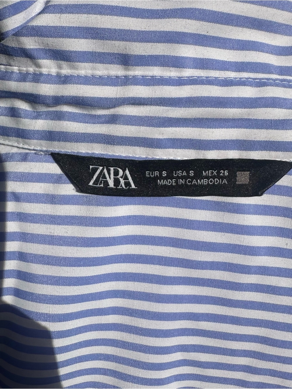 Zara Blue and White Striped Women's Blouse